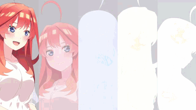 a collage of images of a girl with red hair and blue eyes .