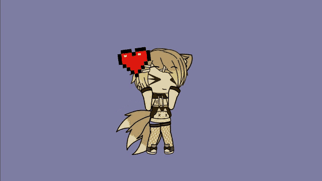 a girl with a pixelated heart on her head