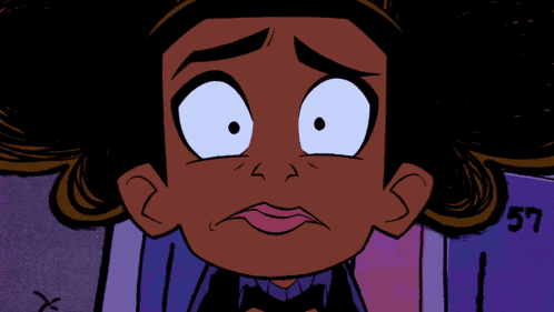 a cartoon of a girl laying in bed with a purple blanket that says lg on it