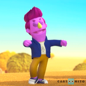 a cartoon character is dancing in a field with the word cartoonito on the bottom