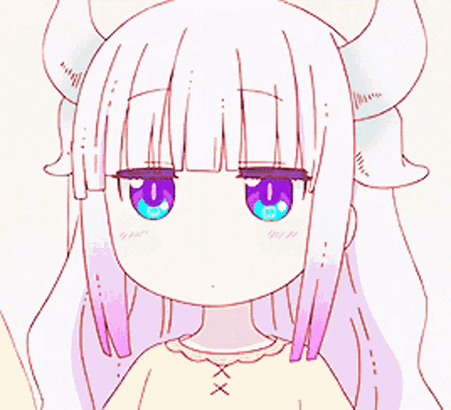 a drawing of a girl with white hair and horns