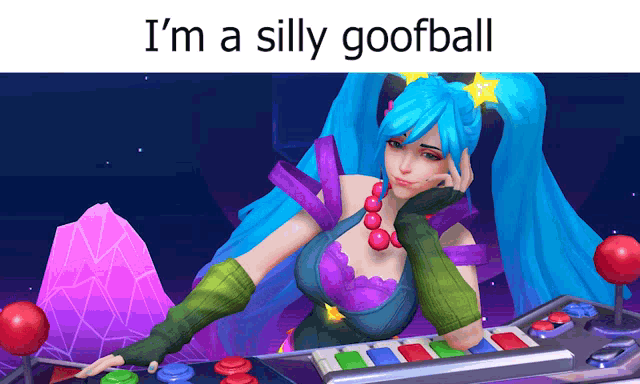 a cartoon of a woman with the words i 'm a silly goofball