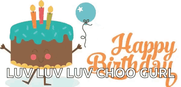 a birthday cake with candles and the words happy birthday luv luv luv choo curl