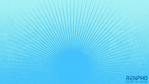 a renpho device is displayed on a blue background with the words health metrics below it