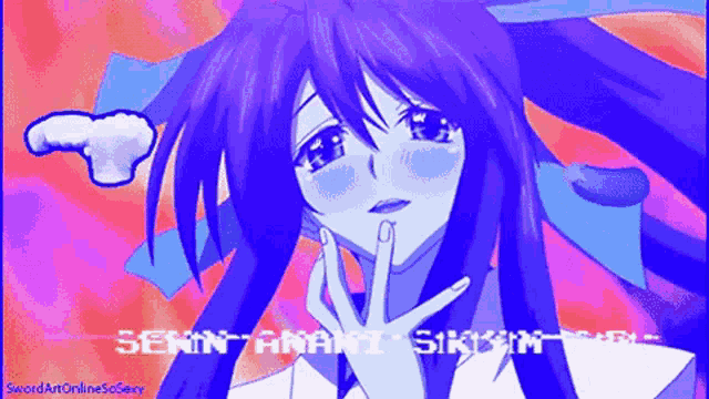a picture of a girl with a sword art online so sexy watermark on it