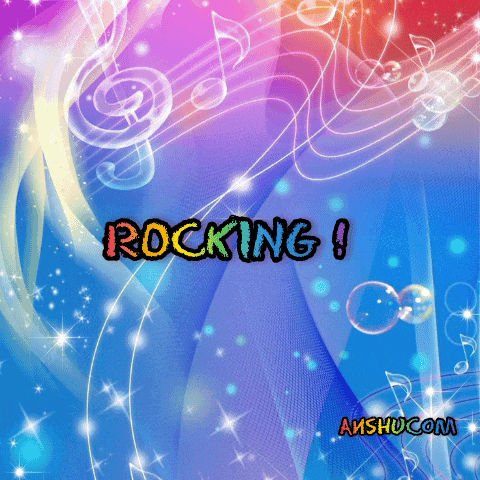 the word rocking is on a colorful background with music notes