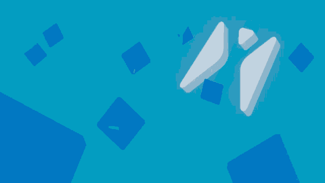a blue background with blue cubes and a white arrow