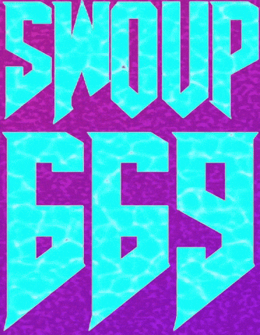 a purple background with blue letters that say snup 666