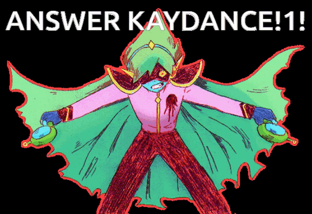 a drawing of a person with the words answer kaydance