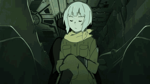 a cartoon of a girl giving a thumbs up in a dark room