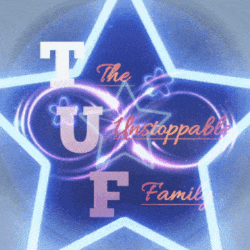 a blue star with the words the unstoppable family written on it