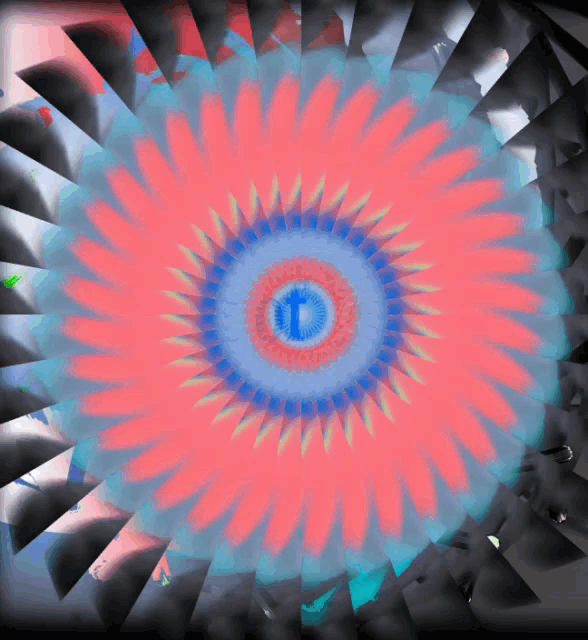 a circular design with a blue circle in the center