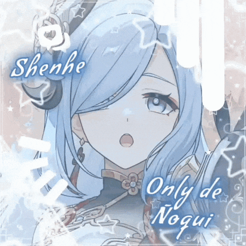 a picture of a girl with blue hair and the name shenhe
