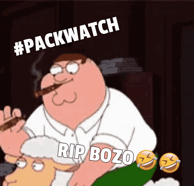 a cartoon of peter griffin smoking a cigar with the caption #packwatch