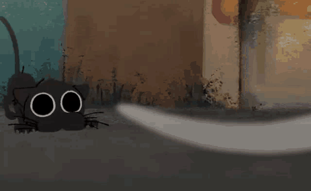 a black and white cartoon cat is laying on the ground
