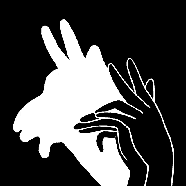 a black and white drawing of a hand making a goat