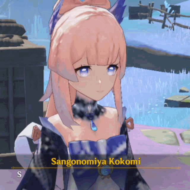 a video game character with the name sangonomiya kokomi