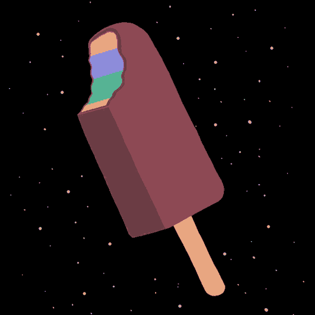 a rainbow colored popsicle with a bite taken out of it against a black background