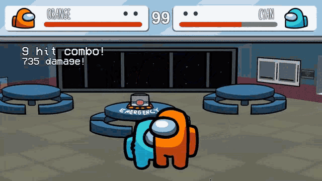 among us game showing orange and chan fighting each other