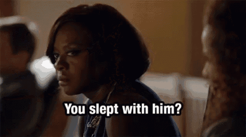 a woman is talking to another woman and says you slept with him