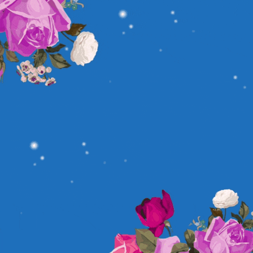a blue background with pink and white flowers and the words " i 'm waiting for you "