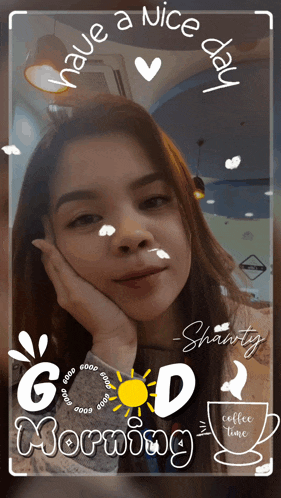 a picture of a woman with a good morning message on it