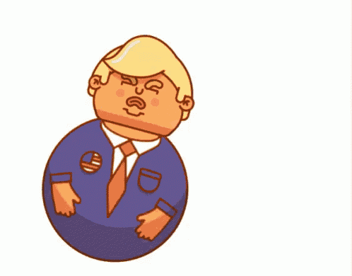 a cartoon drawing of donald trump in a blue shirt and tie