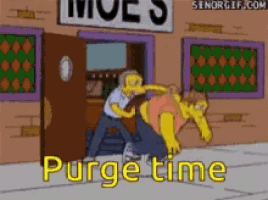 a cartoon of the simpsons with the words purge time on the bottom