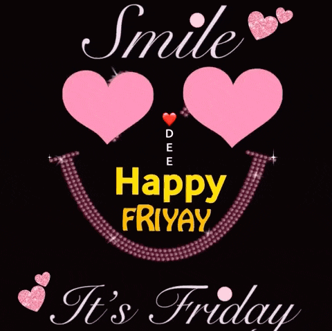 a poster that says smile happy friday with pink hearts
