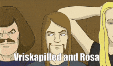 a group of cartoon characters with the words vriskapilled and rosa