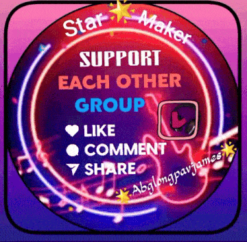 a neon sign that says star maker support each other group like comment share
