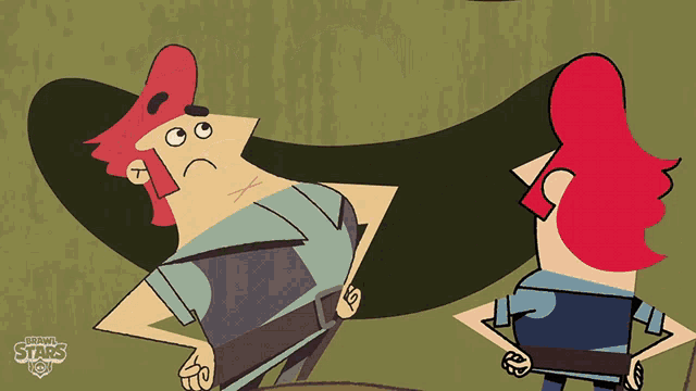 a cartoon of a man with red hair and the words brawl stars below him