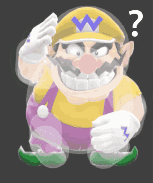 a cartoon character with a question mark on his head