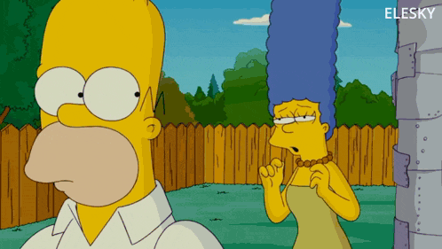 homer simpson and marge simpson are standing next to each other