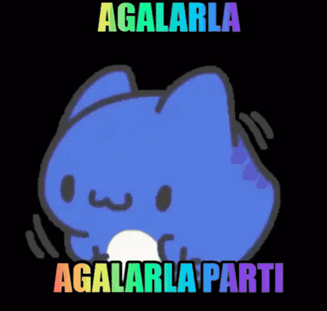 a cartoon of a green frog with the words agalarla agalarla parti written on it