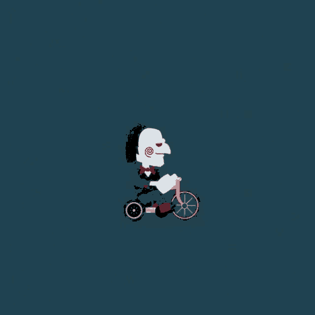 a cartoon of a man riding a tricycle