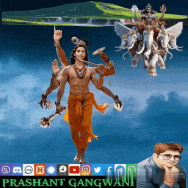 a poster for prashant gangwani shows a man holding a sword
