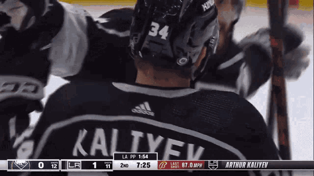 a hockey player with the number 34 on his jersey