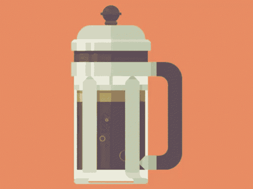 an illustration of a french press coffee maker on an orange background