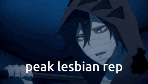 a drawing of a person with the words peak lesbian rep on it