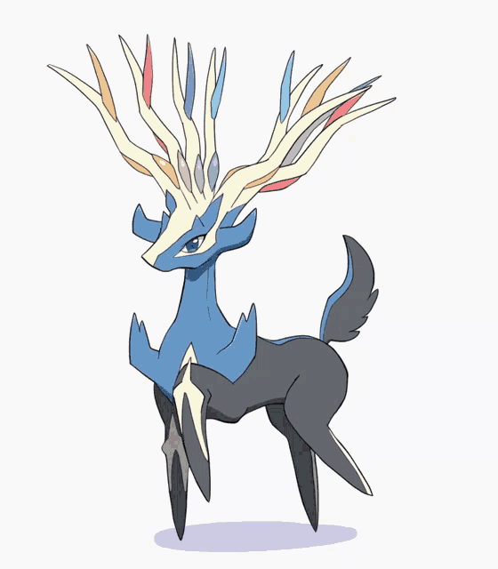 a drawing of a deer with a long horn