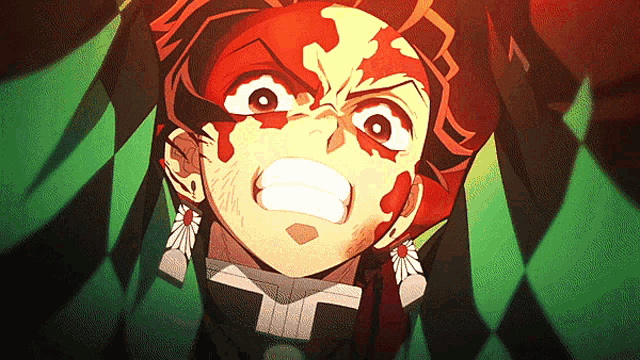 a close up of a person 's face with blood coming out of it
