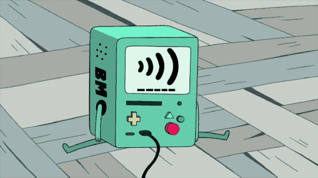 a cartoon drawing of a bmc game console