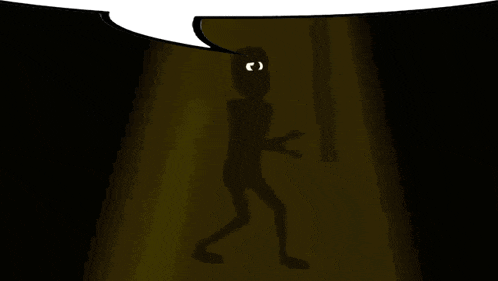 a cartoon character with a speech bubble above him