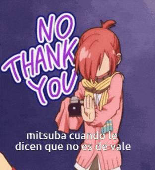 a girl in a pink sweater is holding a camera and says no thank you