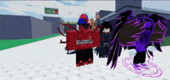 a roblox character with a red shirt that says ' i am a warrior '