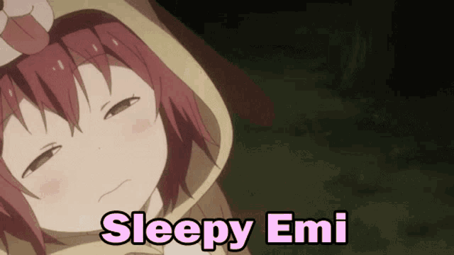 a picture of a girl with the words sleepy emi written below her
