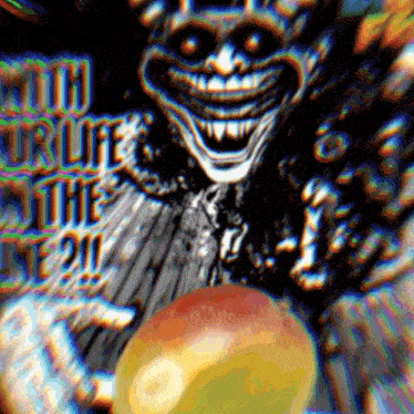 a picture of a clown with the words " with truth in the eye " on it