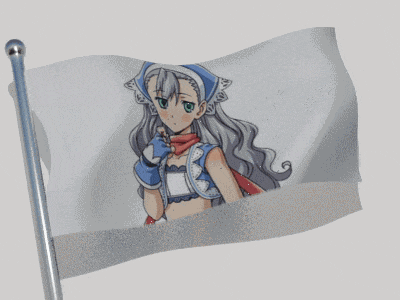 a flag with a picture of a girl with long hair