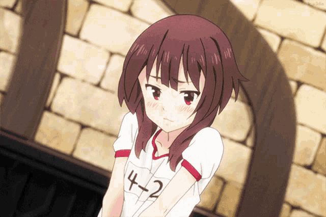 a girl with red hair and a white shirt with the number 42 on it